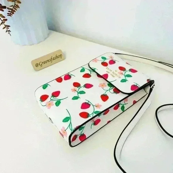 Kate Spade Purse Strawberry Vine North South Phone Crossbody - Picture 2 of 10
